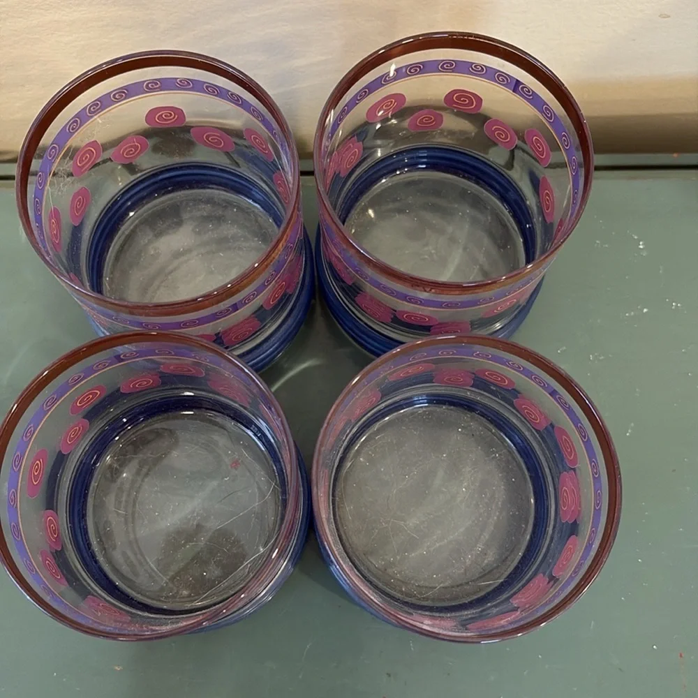 Vintage 1950s Sakura Sanyo Sue Zipkin Cocktail Glasses. Set if 4